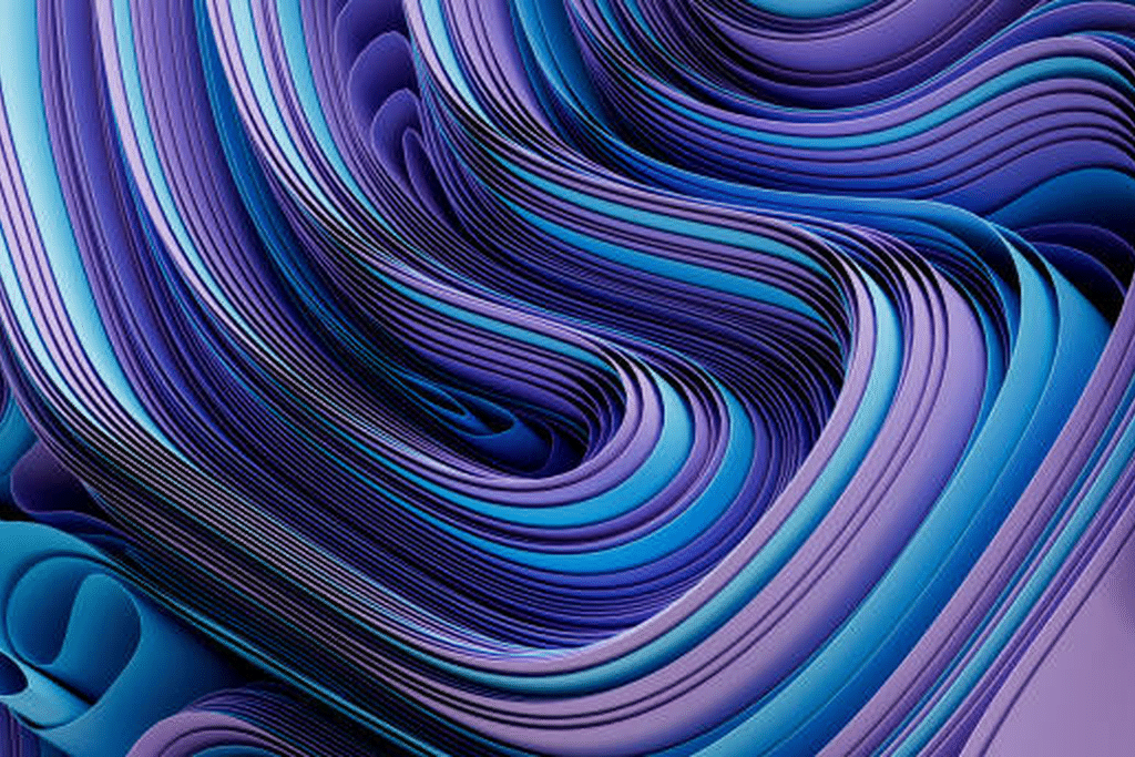 Abstract folded fabric showing ripples and distortion around curved design areas