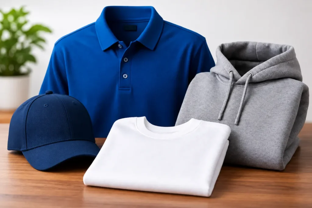 Custom embroidered team polo, hoodie, T-shirt, and cap with matching lion logos