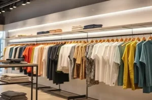 Shirts arranged on a clothing rack for business uniform selection