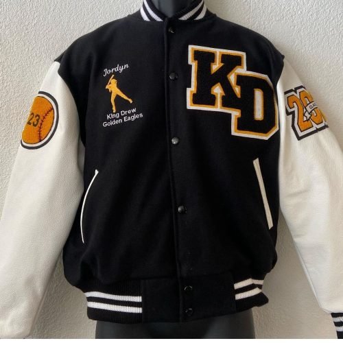 High School Varsity Jacket - Black by IDC Embroidery