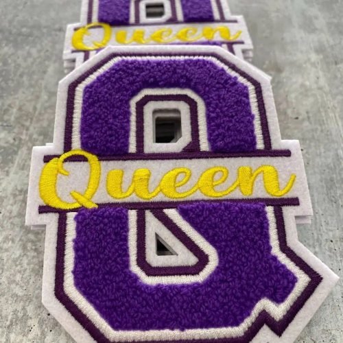 Queen Written on a big Q  Design Logo on a Custom Embroidery patches  by idc-embroidery