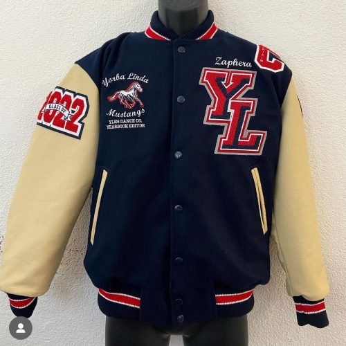 IDC Embroidery Dark Blue High School Varsity Jacket